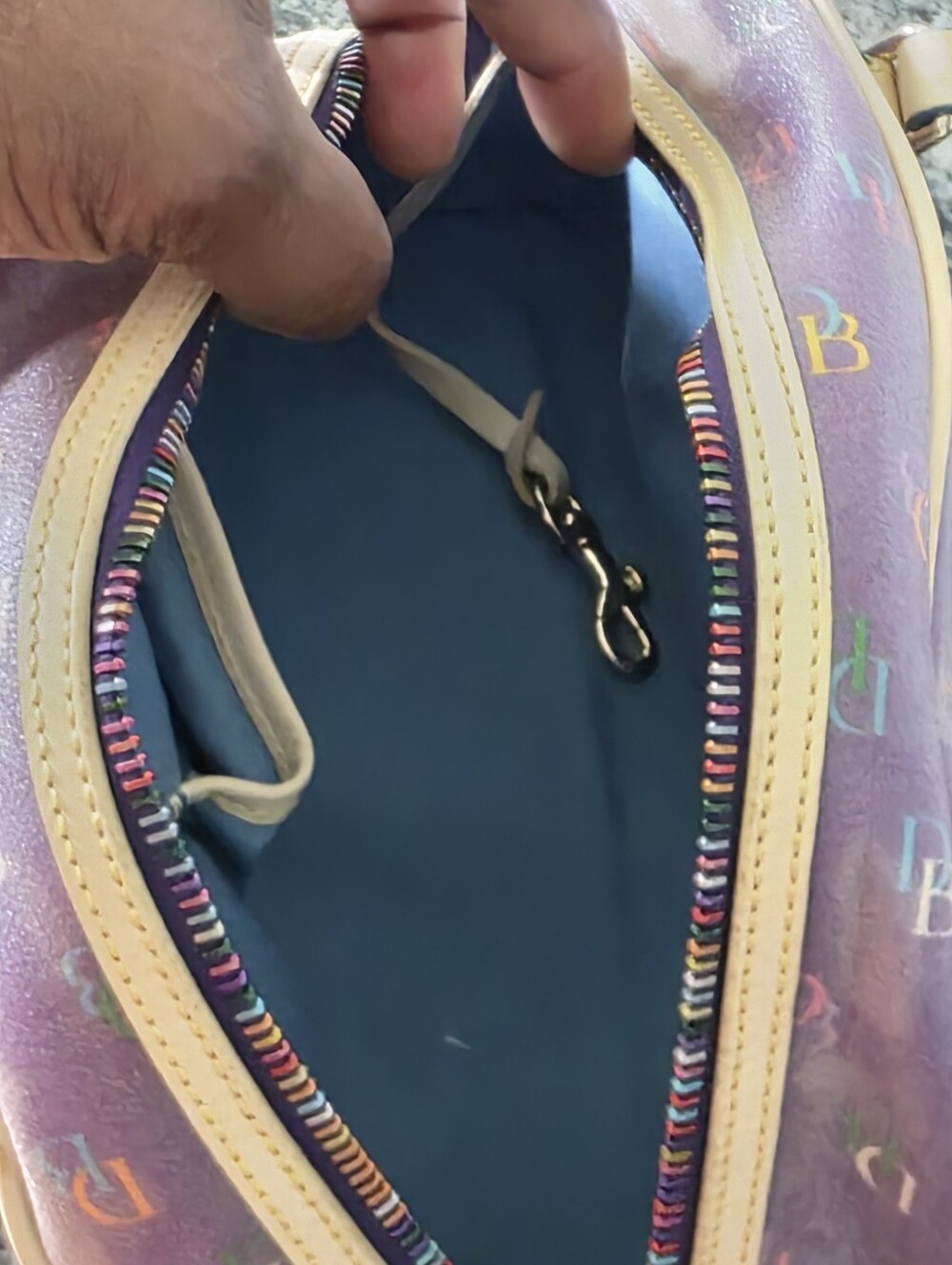 VTG 2000's Dooney & Bourke Rainbow DB Monogram Dome Satchel Shoulder Bag Y2k - Picture 11 of 14